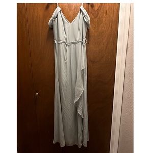 David’s Bridal Dusty Sage off the shoulder